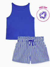 Load image into Gallery viewer, Cutie Patootie - Striped Short Set w/ Matching Scrunchie (More Colors)