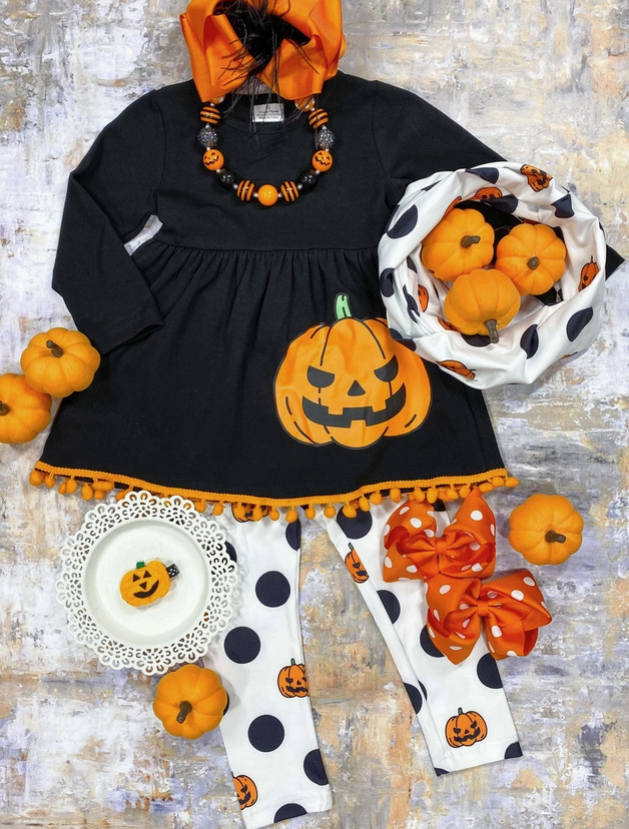 The Hair Bow Co - Jack O Lantern 3 Pc. Scarf Set