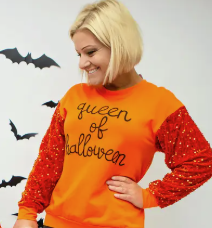 Faire - Queen of Halloween Mom Sequin Sweatshirt