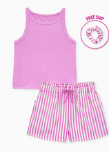 Load image into Gallery viewer, Cutie Patootie - Striped Short Set w/ Matching Scrunchie (More Colors)