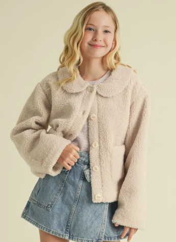 Heart and Arrow - Peter Pan Collar Sherpa Jacket