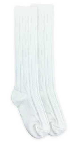 Jefferies - Cable Knit Acrylic Knee Sock White
