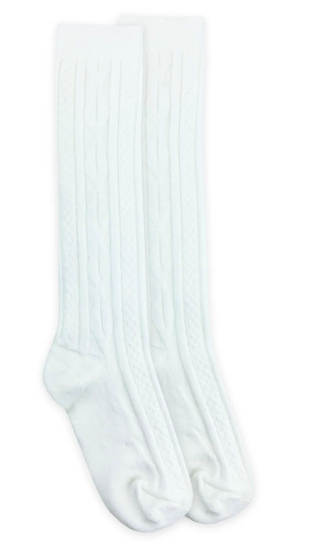 Jefferies - Cable Knit Acrylic Knee Sock White