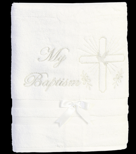 Lito - Christening Towel W/ Silver Cross and Dove