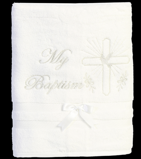 Lito - Christening Towel W/ Silver Cross and Dove
