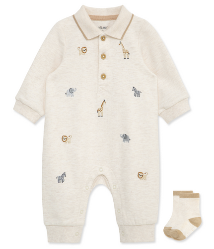 Little Me - Animals Coverall + Socks