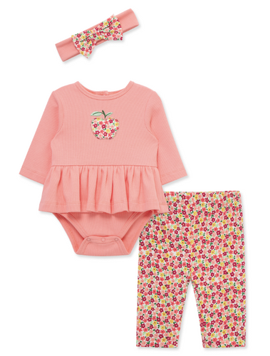 Little Me - Apple Floral Bodysuit w/ Pant Set