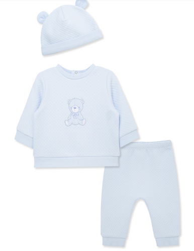 Little Me - Playful Bears Quilted Set + Hat