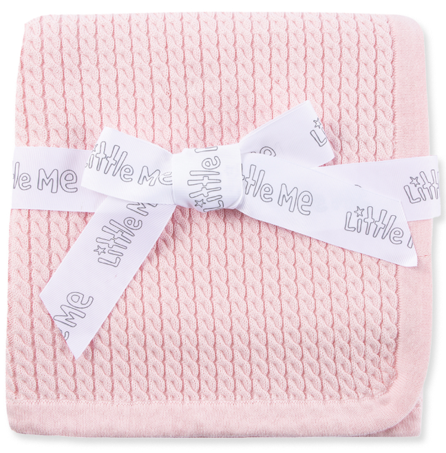 Little Me - Cable Blanket Pink