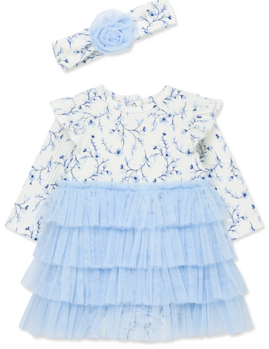Little Me - Blue Floral Tutu Popover