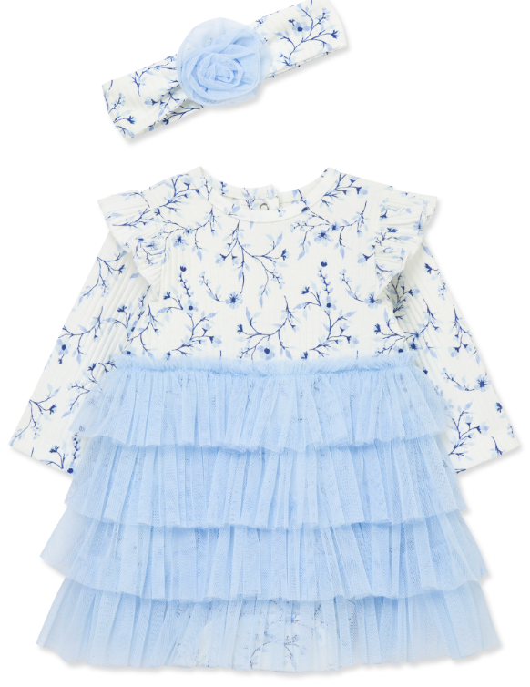Little Me - Blue Floral Tutu Popover