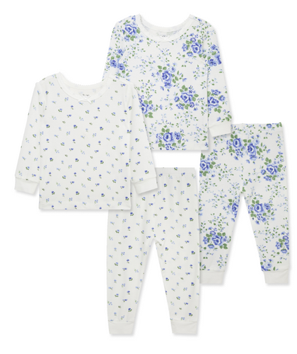 Little Me - Blue Floral 4-pc Sleepwear