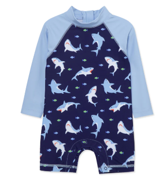 Little Me - Shark LS Rashguard Swimsuit