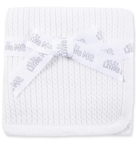 Little Me - Cable Blanket White