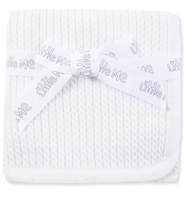 Little Me - Cable Blanket White