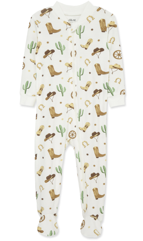 Little Me- Cowboy Zip Front Footie