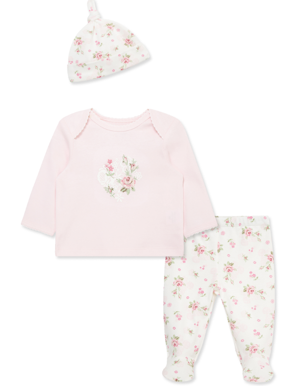 Little Me - Floral Outfit + Hat Set