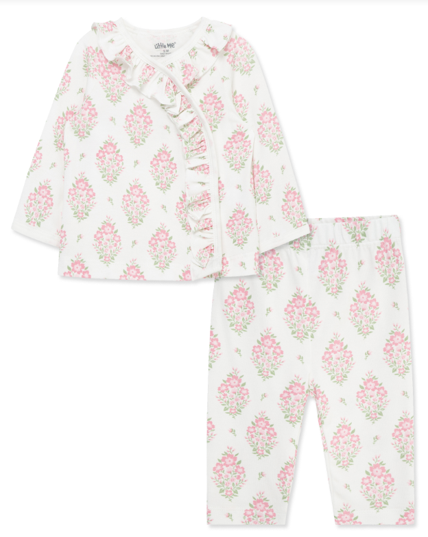 Little Me - Floral Flame Cardi Set