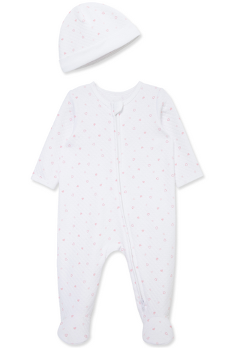 Little Me - Joyful Quilted Footie + Hat