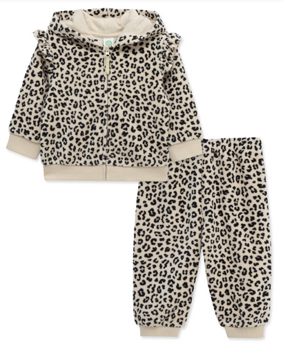 Little Me - Velour Leopard Hoodie Set