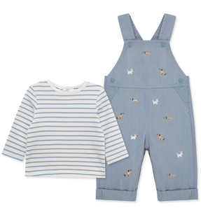 Little Me - 2 Pc. Overall Set Blue Pups