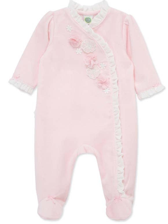 Little Me - Ruffles & Flowers Velour Footie