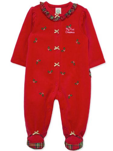 Little Me - Plaid & Holly Holiday Velour