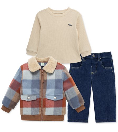 Little Me - Plaid 3pc. Jacket Set