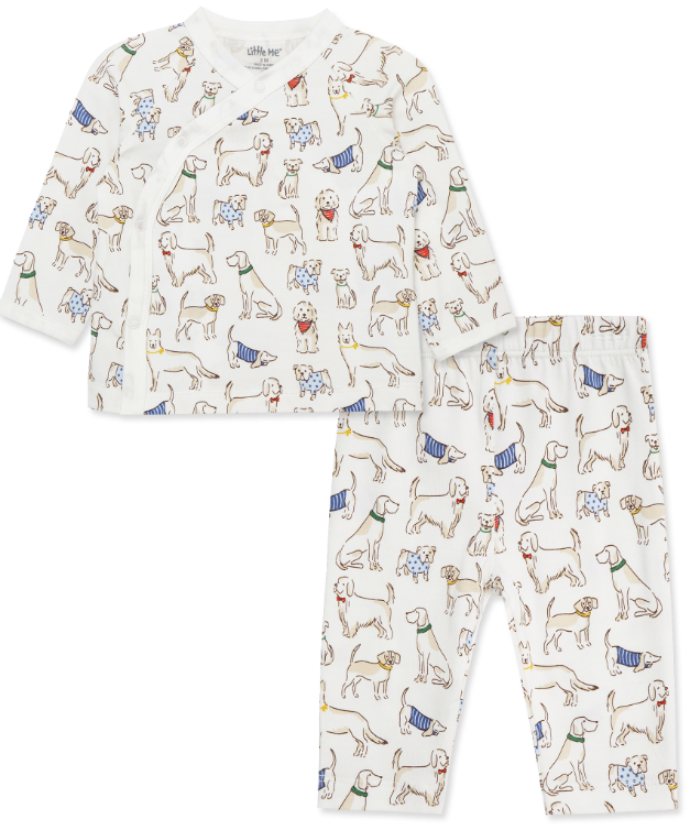 Little Me  - Puppy Parade Cardi Set