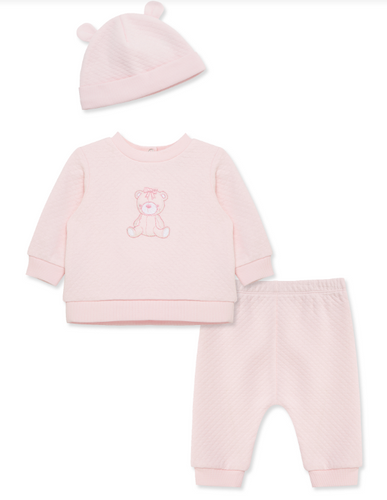 Little Me - Joyful Bears Quilted Outfit + Hat