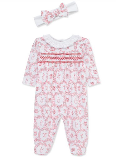 Little Me - Holiday Smocked Sleeper