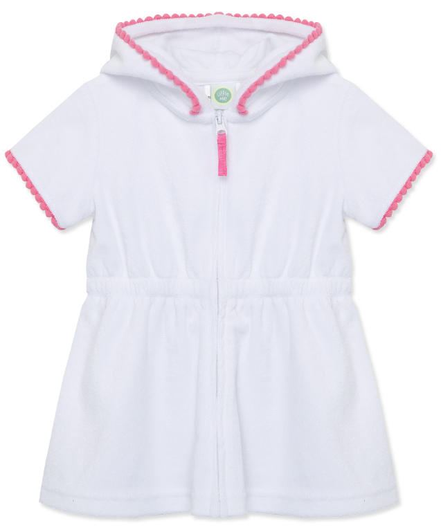 Little Me - Pink Trimmed Zip Cover Up