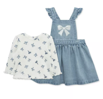 Little Me - Bow Print Top & Jumper Set