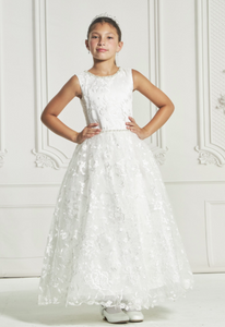 Macis Design - Flower and Lace Beaded Communion Dress 1985