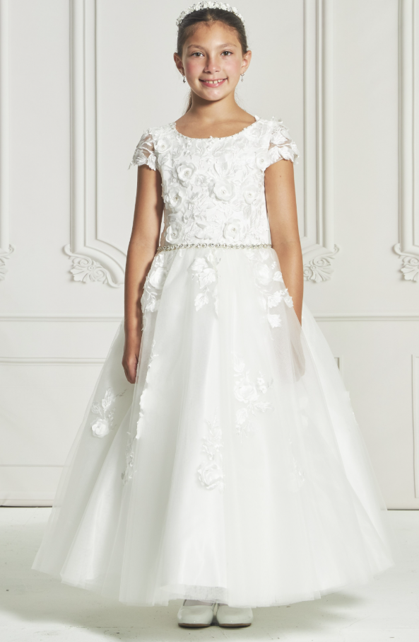 macis designs communion dresses Maci's Design Was a candy corn Size:U(32–38) NRO Christening dress