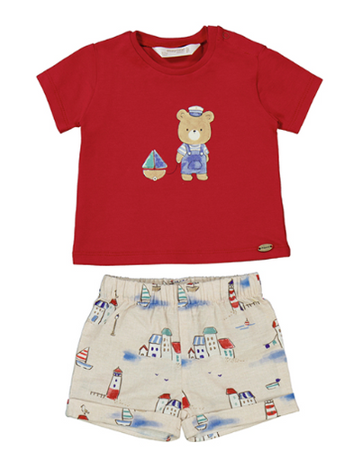 Mayoral- Red & Sailboat Print Short Set