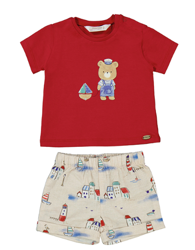 Mayoral- Red & Sailboat Print Short Set