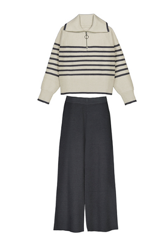 Mayoral - Striped Sweater + Knit Pant Set