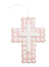 Load image into Gallery viewer, Mud Pie - Gingham Ceramic Cross (More Colors)