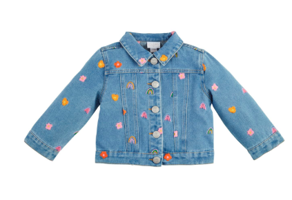 Mud Pie - Rainbow and Flower Denim Jacket