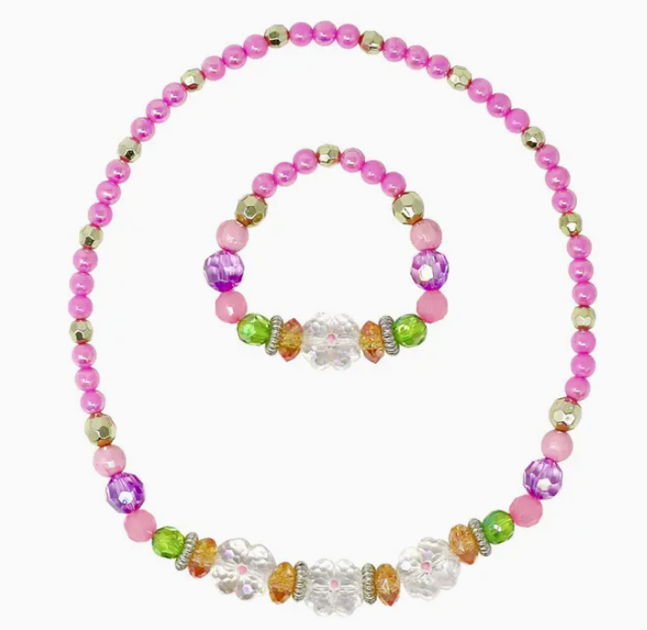 PINK POPPY -FLOWER NECKLACE/ BRACELET SET