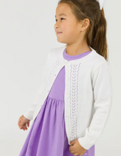 Load image into Gallery viewer, Ruffle Butts - Soft White Lightweight Pointelle Cardigan