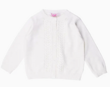Load image into Gallery viewer, Ruffle Butts - Soft White Lightweight Pointelle Cardigan