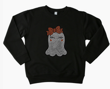 Load image into Gallery viewer, Sparkle Sisters - Studded Ghost with Orange Bow Sweatshirt (More Colors)