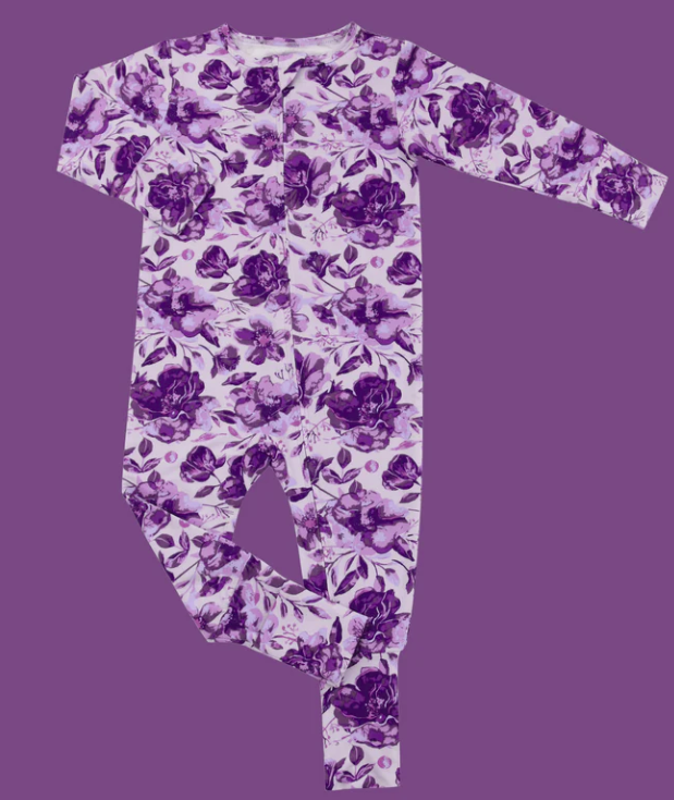 Sweet Bamboo - Purple Floral Amelia Bedelia Convertible Romper