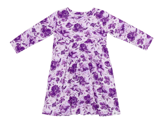Sweet Bamboo - Purple Floral Amelia Bedelia Boho Dress