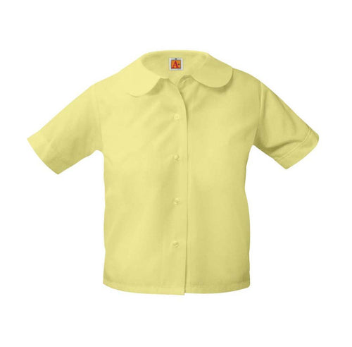 Round Collar Short Sleeve Blouse - Yellow