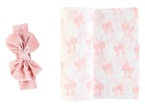 Mud Pie - Bows Swaddle with Headband