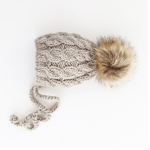 Huggalugs - Aspen Oatmeal Cable Knit Bonnet