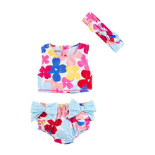 Load image into Gallery viewer, Mud Pie - Multi-Floral Swimsuit &amp; Headband Set